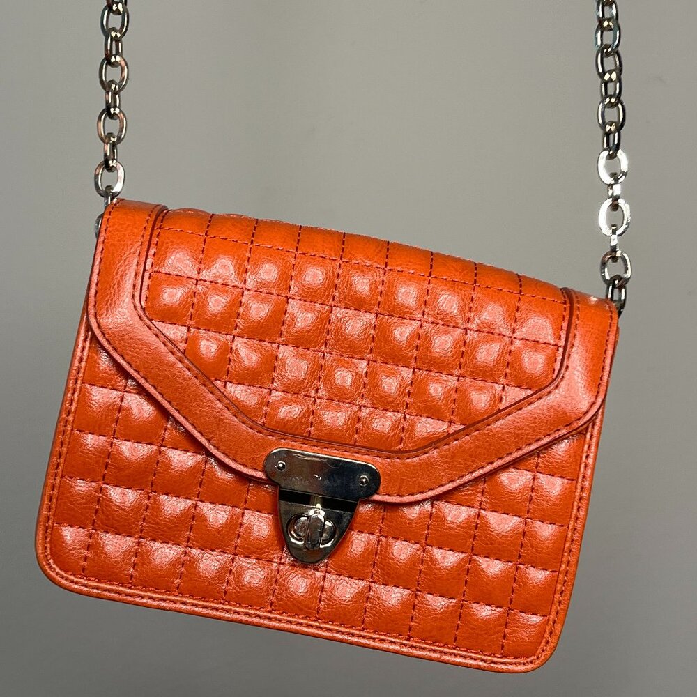 Banana Republic Crossbody Saddle Brow Quilted Faux Leather Turn Lock Bag